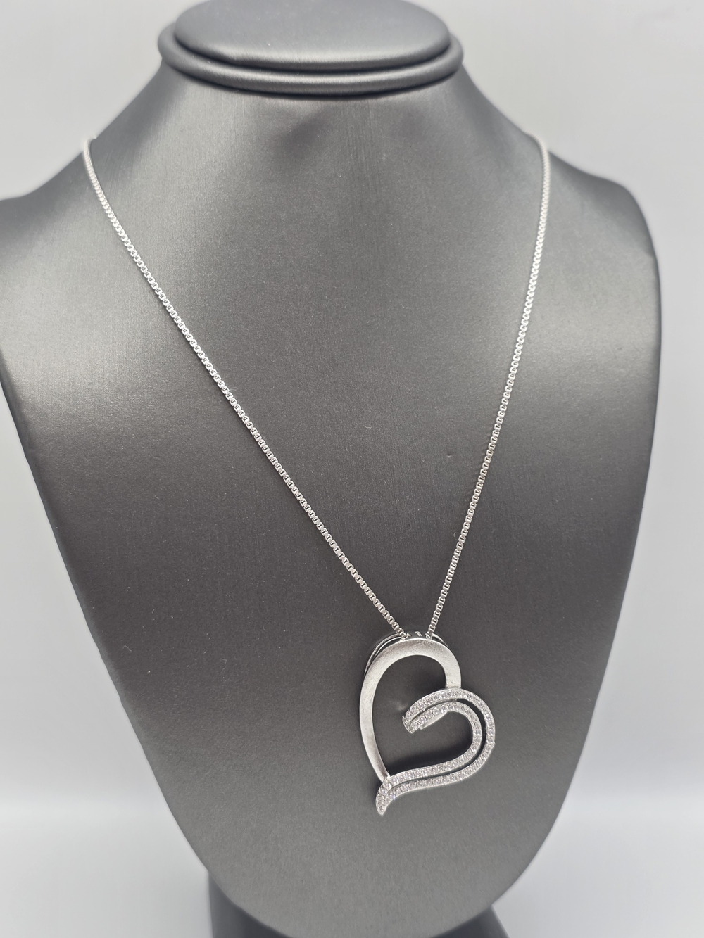 Sterling Silver 925 Cz Open  Heart Pendant Necklace - Women Jewelry